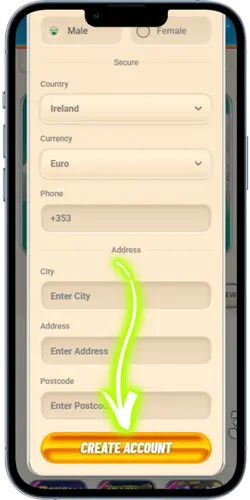 Vegasino create a password