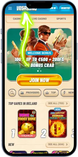 Vegasino login official site