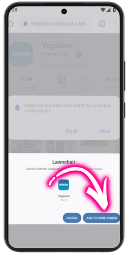 Vegasino App Complete the installation
